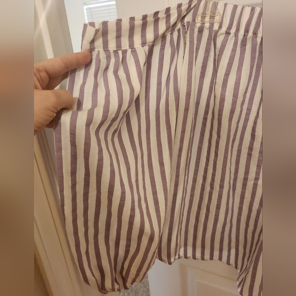 Express Off the Shoulder Purple Striped Balloon Sleeve Blouse S Petite - Picture 5 of 7